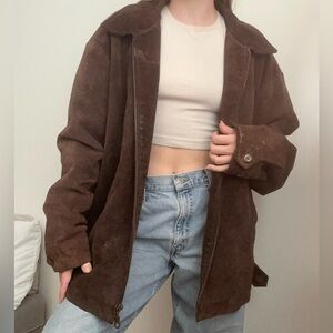 Real leather brown bomber jacket- vintage